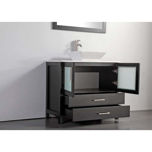 Wade Logan® Karson 35.8'' Single Bathroom Vanity with Engineered Marble